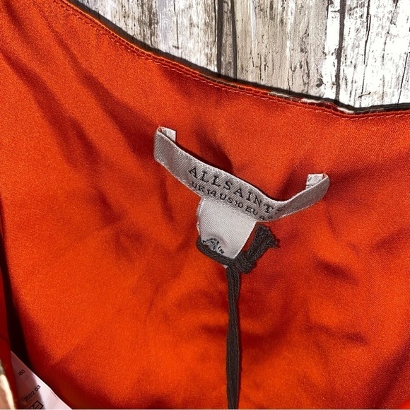 NWT All Saints Alexia Dorada Orange Floral Silk Crop - Picture 5 of 8